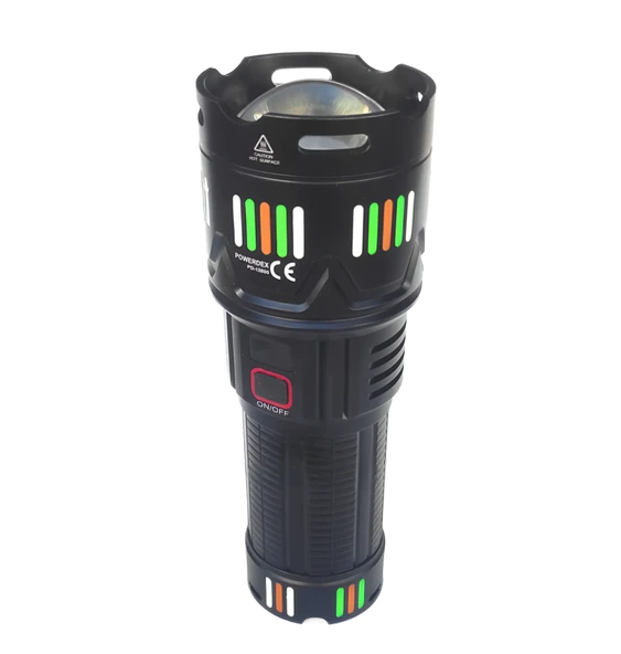 Powerdex PD-12800 45 watt 4500 Lümen Şarjlı El Feneri Zoom Özellikli, Taktik Tip, Uzun Menzilli LED Aydınlatma - Resim 4