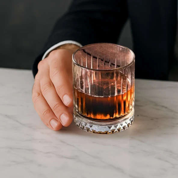 Perlotus 330 cc İtalya Serisi Tekli Cam Kesme Viski Bardağı 1 Adet