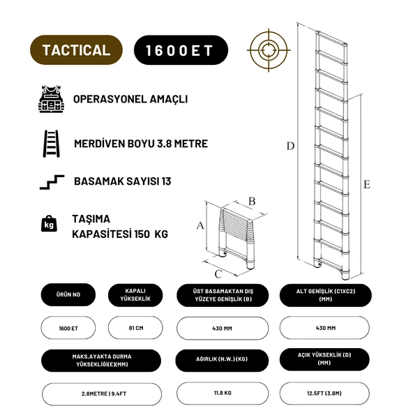 3.8m Taktik Amaçlı Tam Otomatik Teleskopik Merdiven - 2