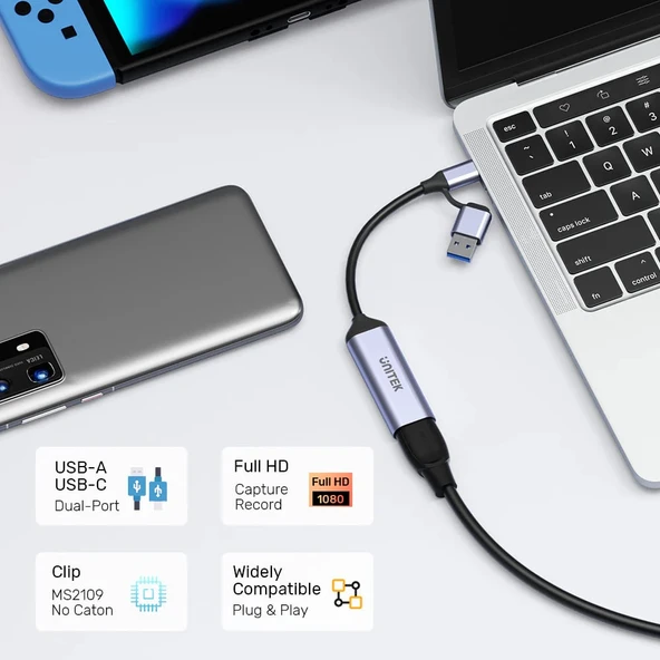 UNITEK 4K VIDEO CAPTURE KART HDMI TO USB-C/A (V1167A) - 7