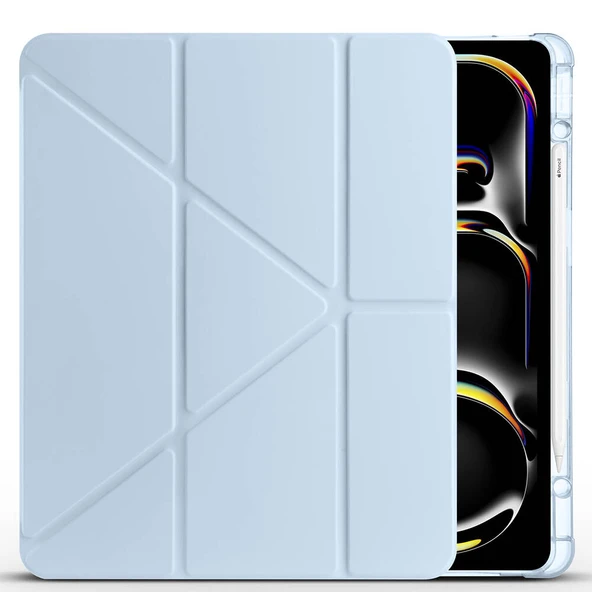 iPad Air 13 2025 M3 Kılıf Tri Folding Kalem Bölmeli Standlı Kılıf - 2