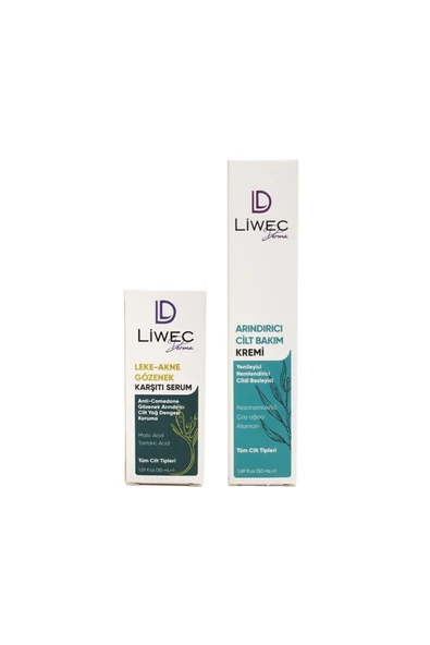 LIWECDERMA Liwec Derma 2'li Set (ARINDIRICI CİLT BAKIM KREM - LEKE AKNE GÖZENEK KARŞITI SERUM) - 6