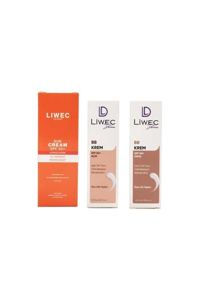 LIWECDERMA Liwec Derma 3'lü Set (BB KREM ORTA - BB KREM AÇIK - GÜNEŞ KREMİ) - 2