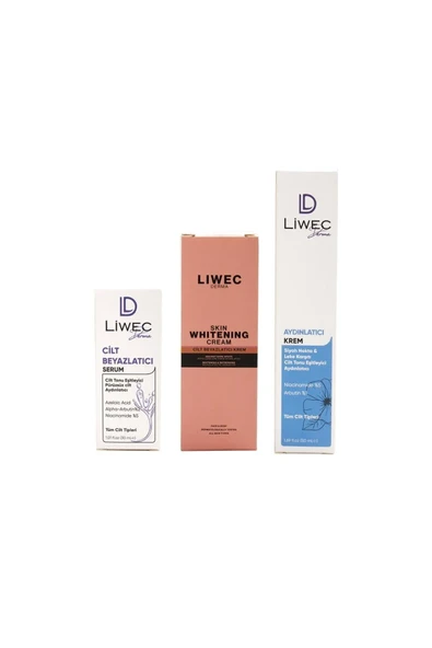 LIWECDERMA Liwec Derma 3'lü Set (AYDINLATICI KREM - WHİTENİNG CREAM - CİLT BEYAZLATICI SERUM) - 2