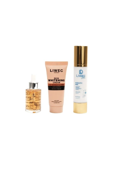LIWECDERMA Liwec Derma 3'lü Set (AYDINLATICI KREM - WHİTENİNG CREAM - CİLT BEYAZLATICI SERUM) - 3