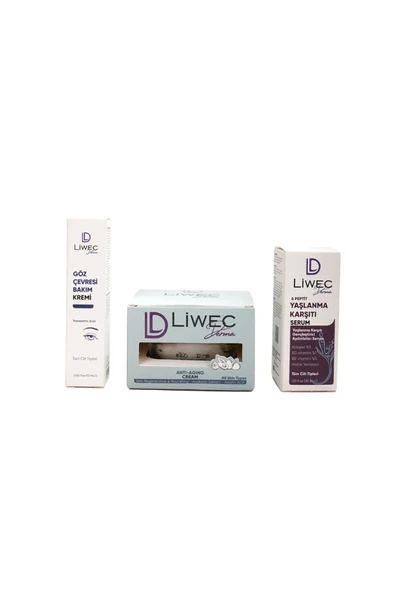 LIWECDERMA Liwec Derma 3'lü Set (YAŞLANMA KARŞITI SERUM - YAŞLANMA KARŞITI KREM - GÖZ ÇEVRESİ BAKIM - 2