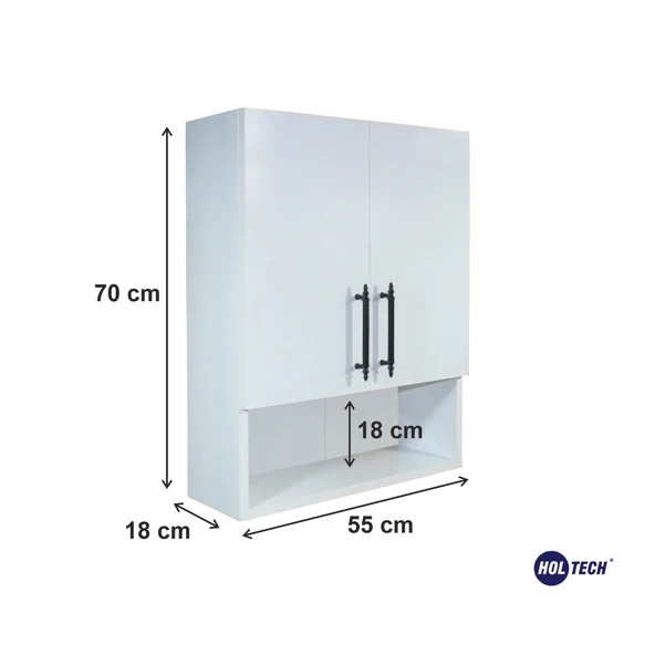 Ahşap Modern 2 Kapaklı Beyaz Lavabo Üstü Banyo Dolabı - 4
