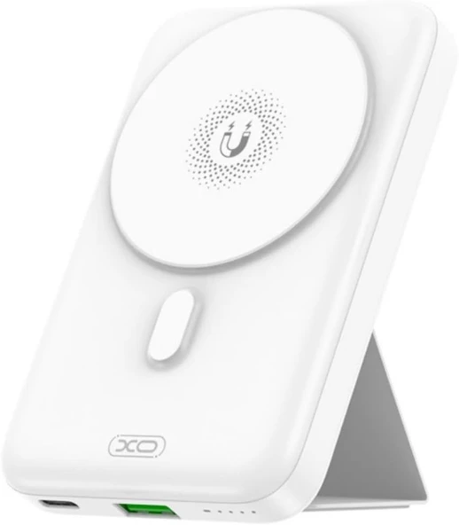 XO PR211 Magsafe İle Uyumlu Stand PowerBank, 10000mAh, 15W Kablosuz Şarj, 22.5W USB-A, 20W USB-C, Beyaz ürün görseli