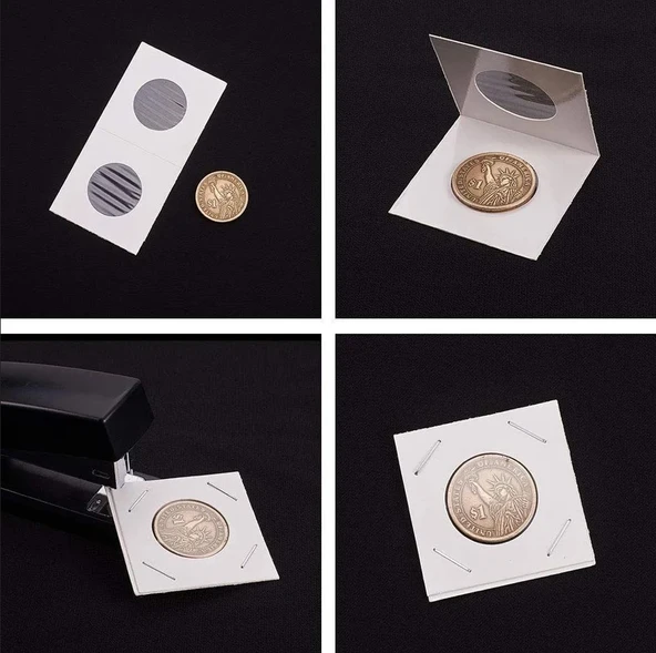 Escoines Koleksiyon 3996368437fafd14ce Yapışkansız 5 ADET Karton Kapama 35mm Madeni Para Kapaması - Resim 4