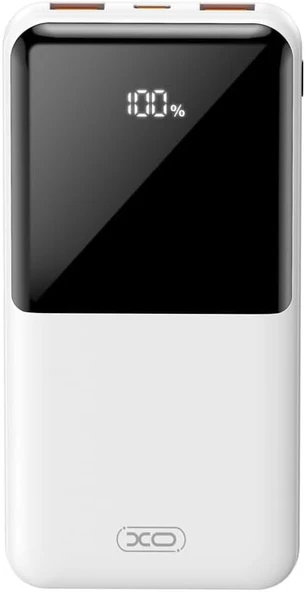 XO PR205 Taşınabilir Hızlı Şarj Power Bank, PD 20W ve QC 22.5W Hızlı Şarj, Dijital Ekran, USB-C ve USB-A, Akım ve Aşırı Şarj Korumalı (Beyaz, 10000mAh) ürün görseli