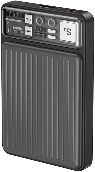 XO PR218 10000mAh Hızlı Şarj MagSafe İle Uyumlu Powerbank, 20W PowerDelivery, 22.5W QuickCharge, 15W Kablosuz Şarj, Gri - Resim 3