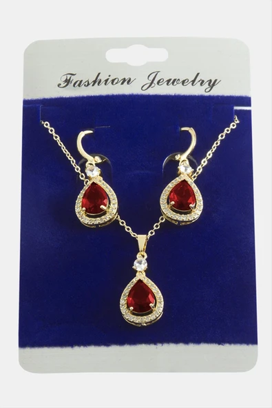 Damla Zirkon Taşlı Set Kolye - Resim 2