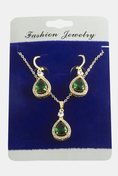 Damla Zirkon Taşlı Set Kolye ürün görseli