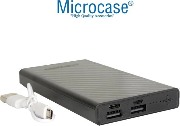 Microcase OneZero Serisi T5 2 USB Port'lu 10000 mah Kablosuz Powerbank AL3950 (Siyah)