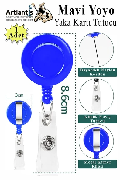 Renkli Yaka Yoyo 1 Adet Kartlık Kimlik Personel Kartı Yoyo Yaka Cep Kemer Geri Çekilebilir Rozet Tutma Makara - 4