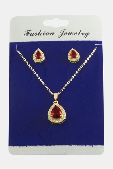 Damla Zirkon Taşlı Set Kolye - Resim 3