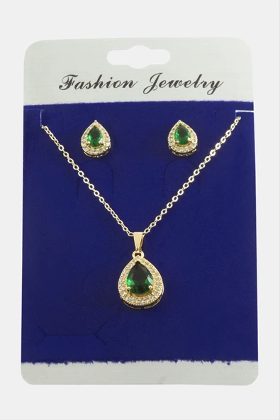 Damla Zirkon Taşlı Set Kolye - Resim 4