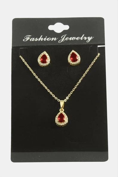 Damla Zirkon Taşlı Set Kolye ürün görseli