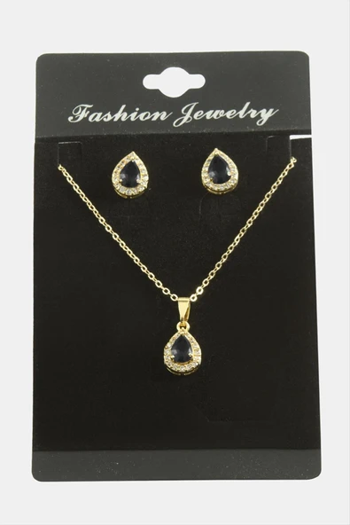 Damla Zirkon Taşlı Set Kolye - Resim 4