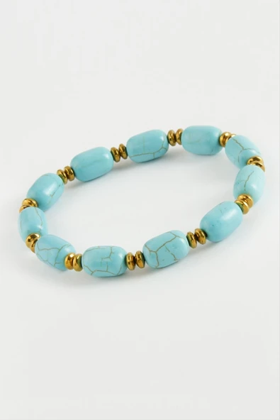 Silindir Turkuaz Doğaltaş Bileklik - Resim 2