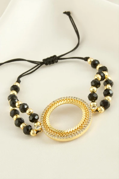 Çyrek Altın Koyulabilir Kristal Taşlı Bileklik - Resim 2