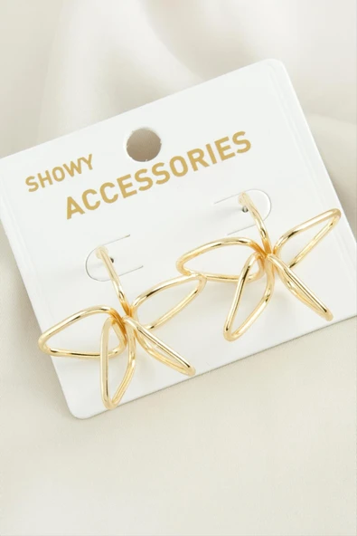 Çiçek Oval Metal Küpe - Resim 2