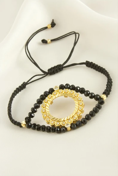 Çyrek Altın Koyulabilir Kristal Taşlı Bileklik - Resim 2