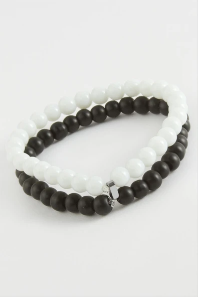 Siyah Beyaz Doğaltaş Bileklik 6 mm ürün görseli