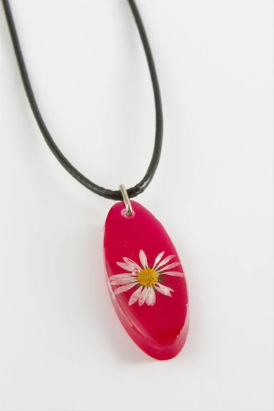 Papatya Oval Epoksi Kolye - Resim 6