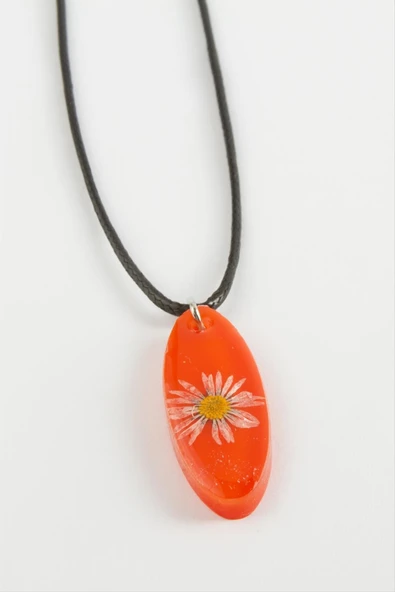 Papatya Oval Epoksi Kolye - Resim 4