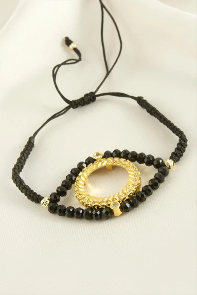 Çyrek Altın Koyulabilir Kristal Taşlı Bileklik ürün görseli