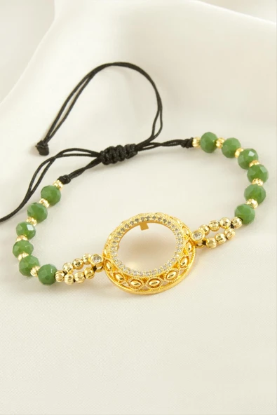 Çeyrek Altın Koyulabilir Kristal Taşlı Bileklik - 2