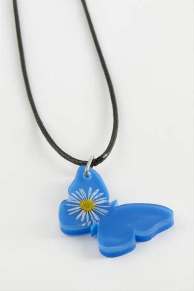 Kelebek Oval Epoksi Kolye ürün görseli 1