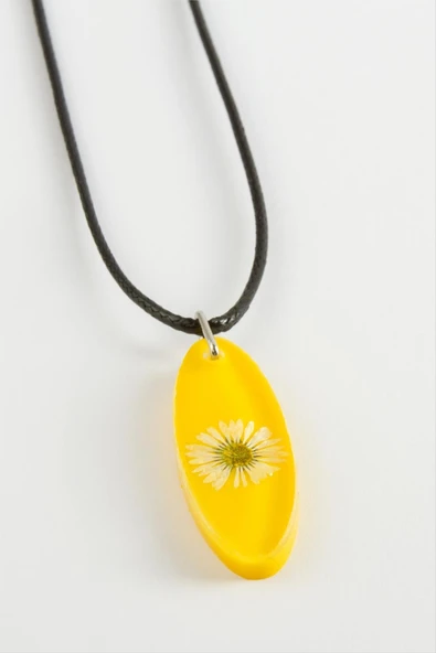 Papatya Oval Epoksi Kolye - Resim 3
