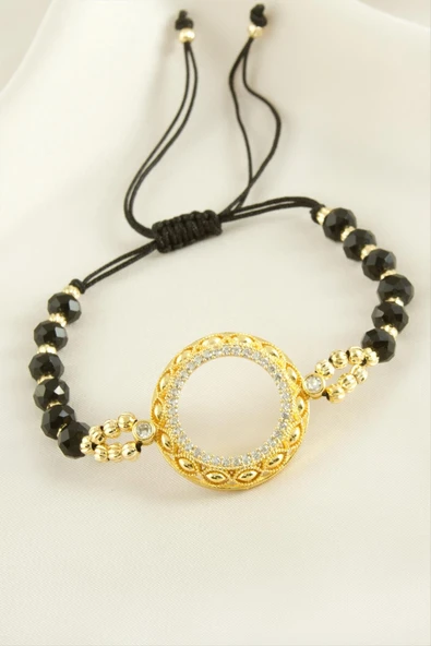 Çeyrek Altın Koyulabilir Kristal Taşlı Bileklik - 3