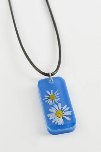 Papatya Dikdörtgen Epoksi Kolye - Resim 5