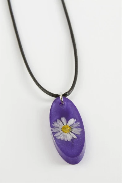 Papatya Oval Epoksi Kolye - Resim 2