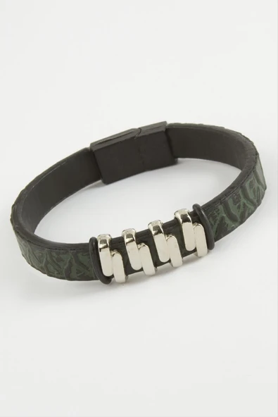 Zikzak Kaliteli Mıknatıslı Suni Deri Bileklik - Resim 2