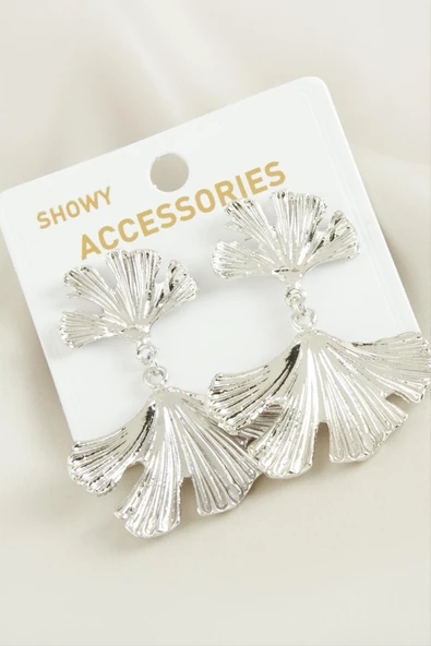 Yaprak Trend Metal Küpe - Resim 2