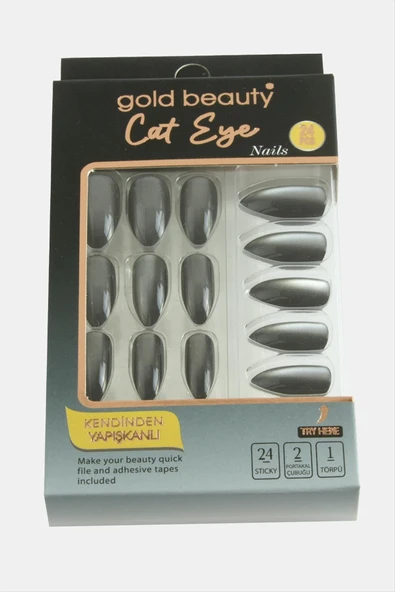 Gold 24'lü Kedi Gözü Takma Tırnak - 3