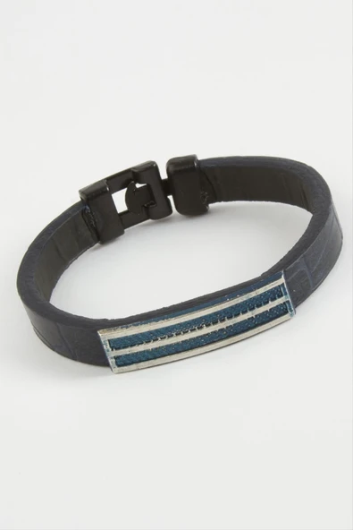 Çizgili Kaliteli Suni Deri Bileklik - Resim 2