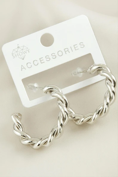 Burgulu Trend Halka Metal Küpe - Resim 3