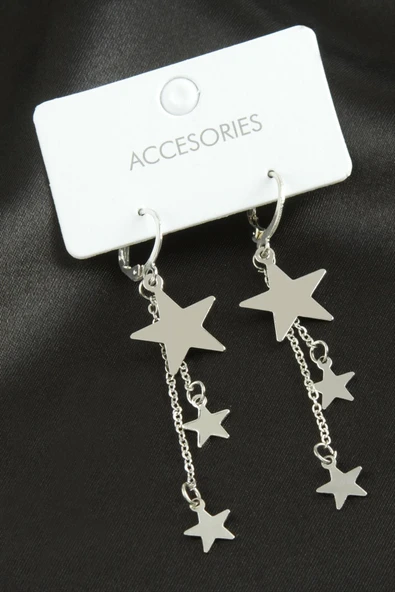 Yıldız Sallantılı Trend Metal Küpe - Resim 3