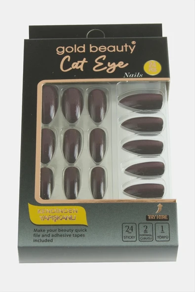 Gold 24'lü Kedi Gözü Takma Tırnak - 7
