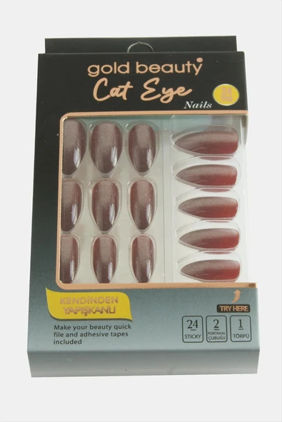 Gold 24'lü Kedi Gözü Takma Tırnak - 6