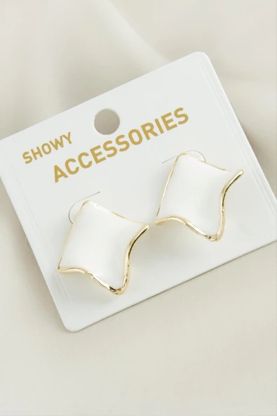 Kare Trend Mineli Küpe - Resim 2