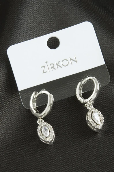 Oval Zirkon Taşlı Küpe - Resim 3