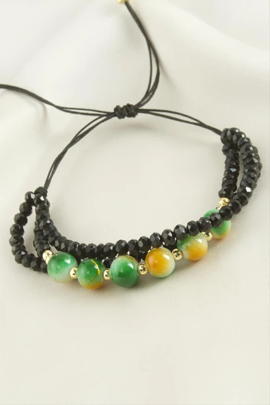 3'lü Kristal Boncuk Zincirli Bileklik - Resim 7