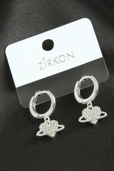 Kalp Zirkon Taşlı Küpe - Resim 2
