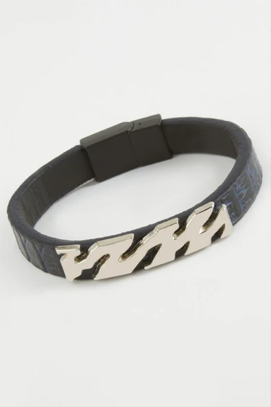 Zikzak Kaliteli Mıknatıslı Suni Deri Bileklik - Resim 2